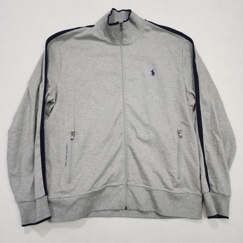 Polo Ralph Lauren Track Jacket Mens XL Heather Gray Logo Performance Full Zip